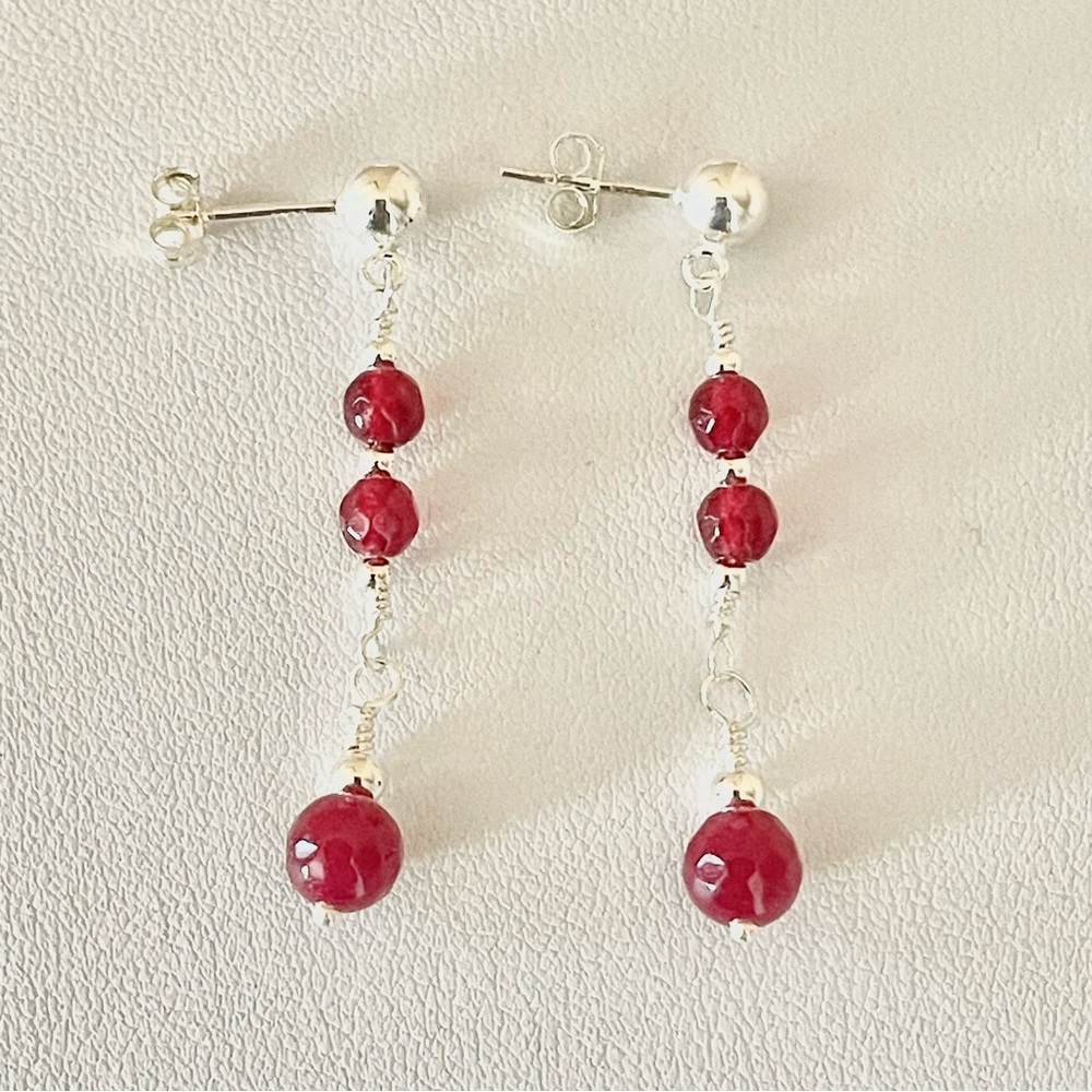Sterling red chalcedony earrings
